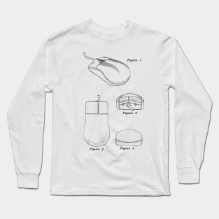 Computer Mouse Vintage Patent Hand Drawing Long Sleeve T-Shirt